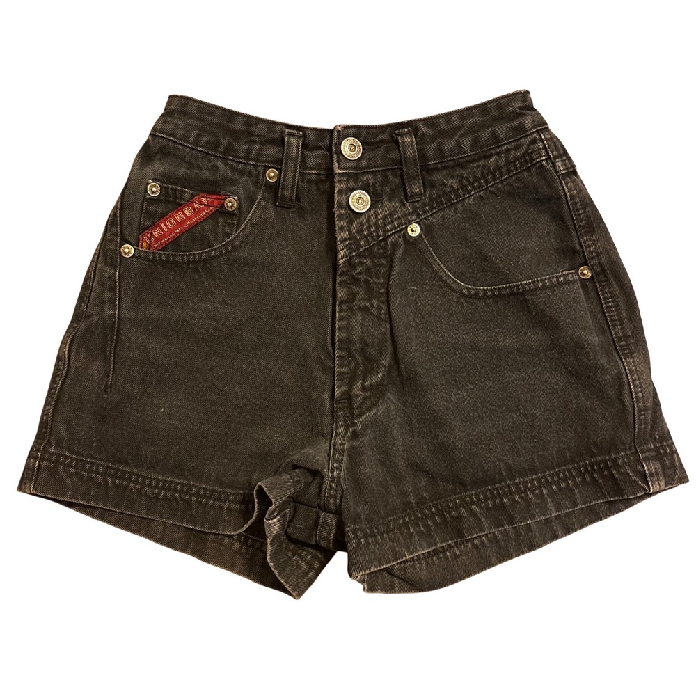 Unionbay Black Denim High Waisted Jean Shorts Distressed Retro Size 3